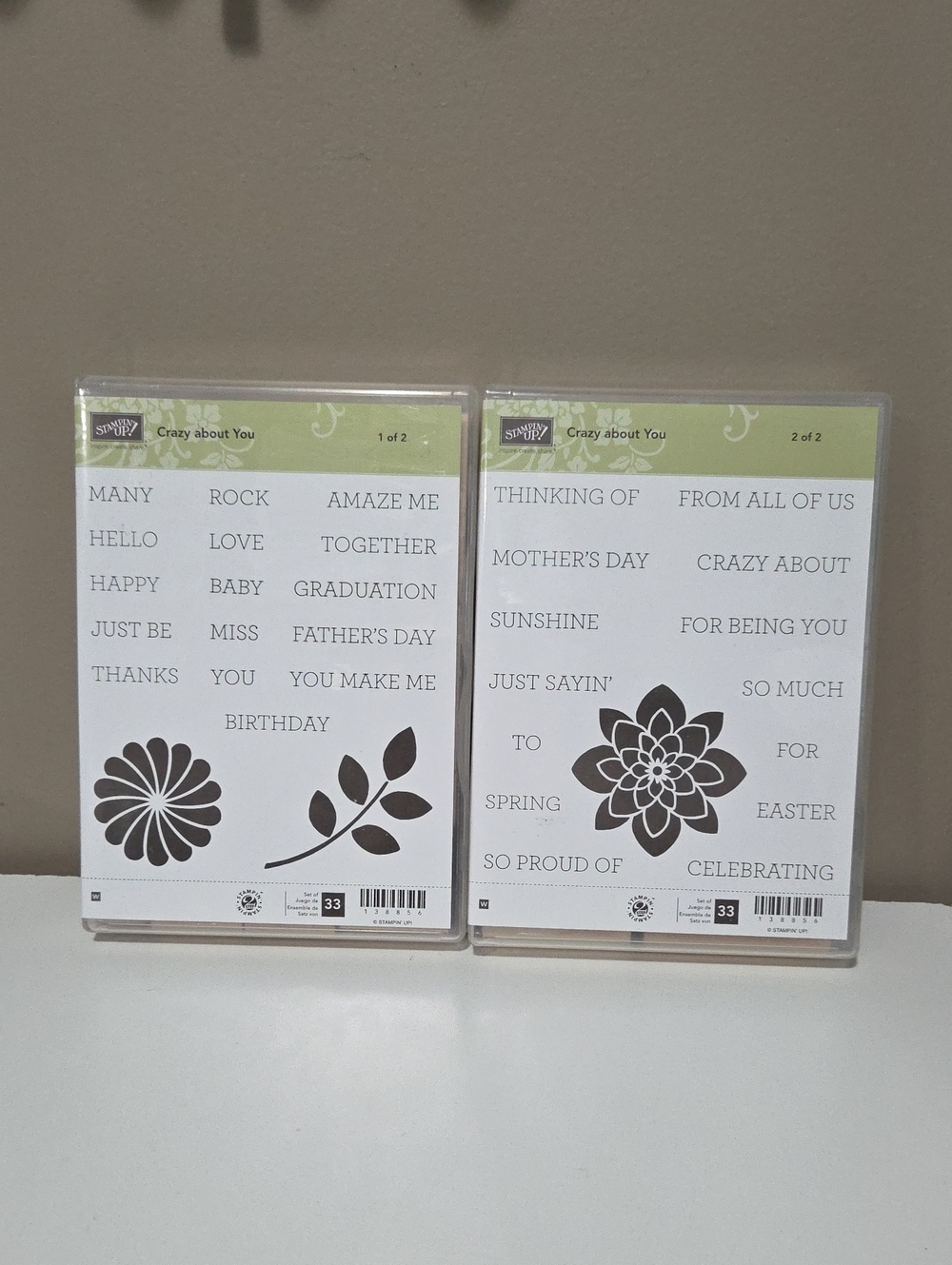 Crazy About You 1 & 2 of 2 Stampin Up Wooden Set of 33